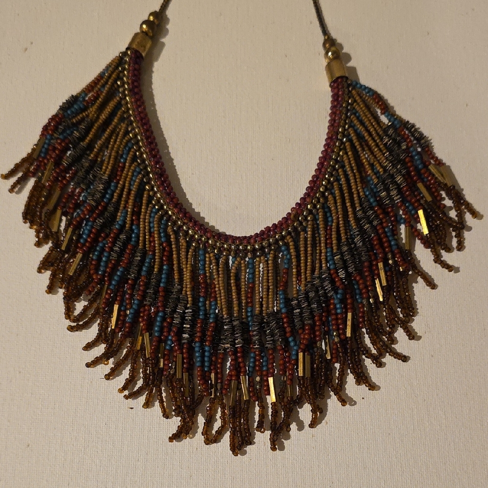Lucky Brand Gold and Blue Statement Necklace